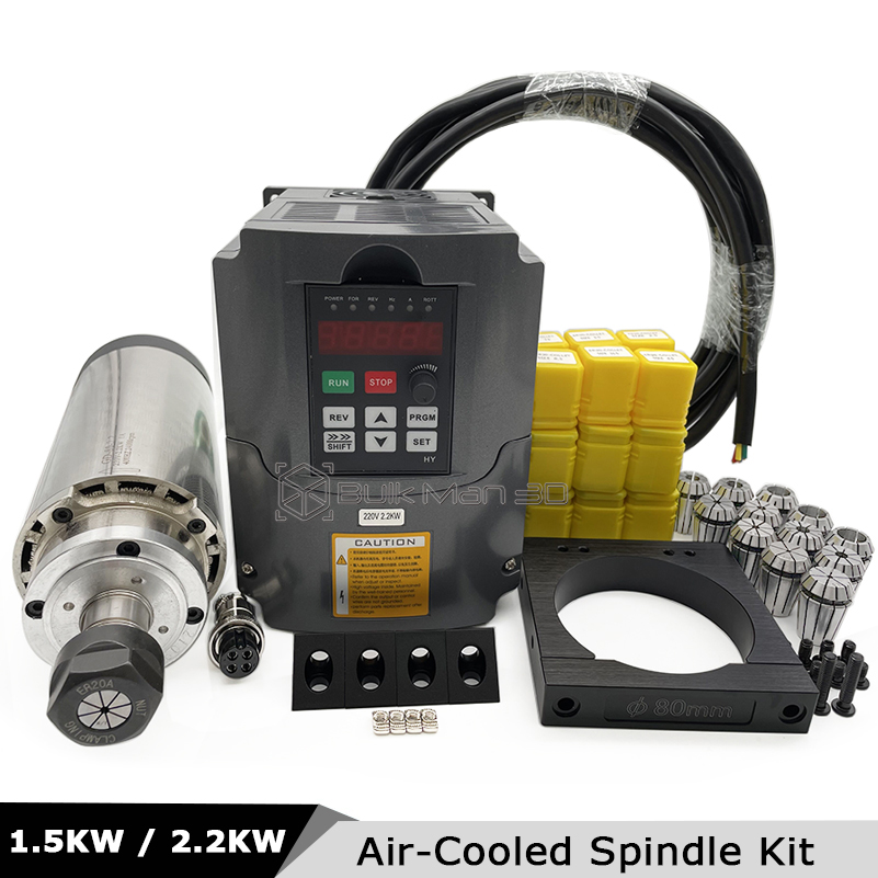 ชุดมอเตอร์สปินเดิล CNC ระบายคว - Air Cooled 1.5Kw Spindle Motor Inverter 110V บทวิจารณ์และราคา